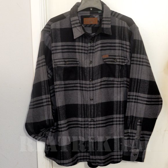 Orvis Black/Gray NWT Men heavy weight flannel shirt - Picture 3 of 4